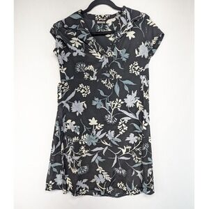 Genevieve Floral Print Button Front Collared Dress Women Medium